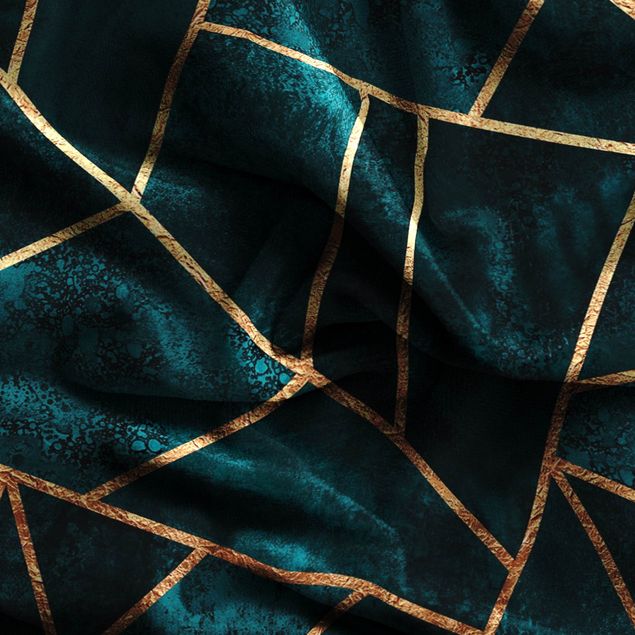 rideaux motifs Dark Turquoise With Gold