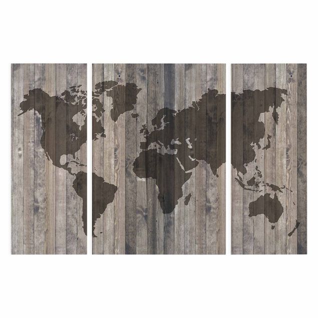 Tableaux muraux Carte du monde en bois