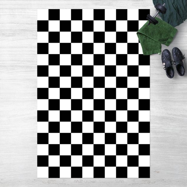 tapis extérieur Motif géométrique échiquier noir et blanc