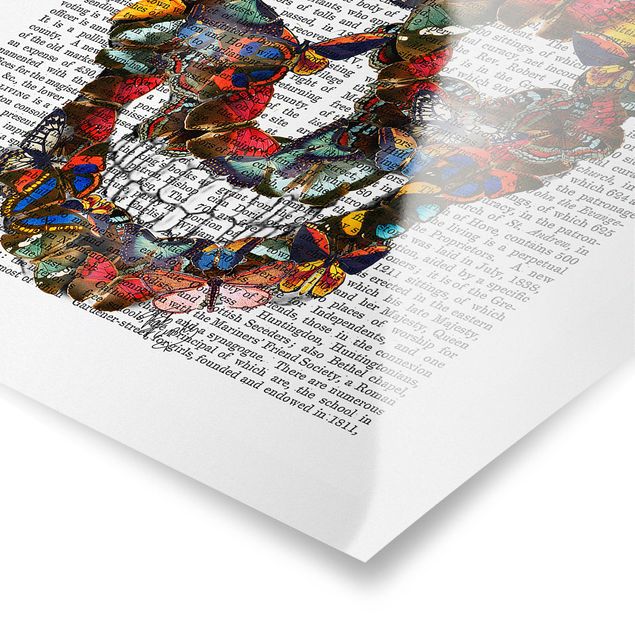 Tableaux multicolore Scary Reading - Crâne de papillon