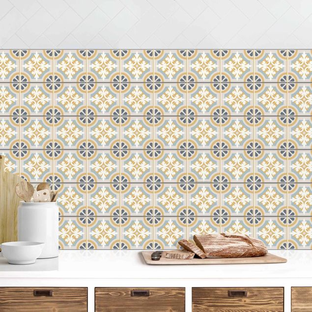 Décorations cuisine Morrocan Tiles In Blue And Ochre II
