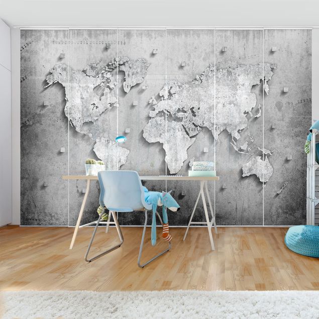 Déco mur cuisine Carte du monde en béton