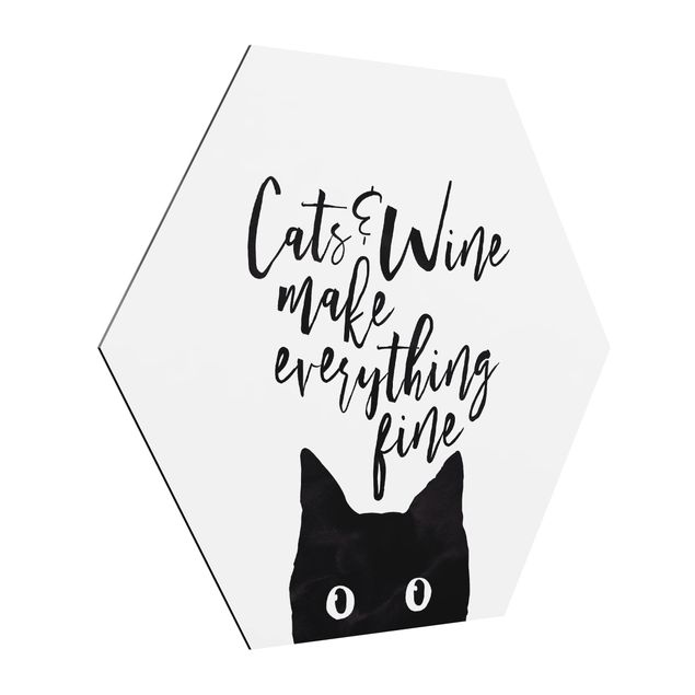 Cadre animaux Cats And Wine make Everything Fine - Chats et vin