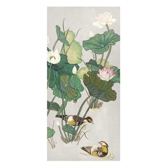 Tableaux magnétiques avec fleurs Illustration vintage De Fleurs De Lotus Dans L'étang