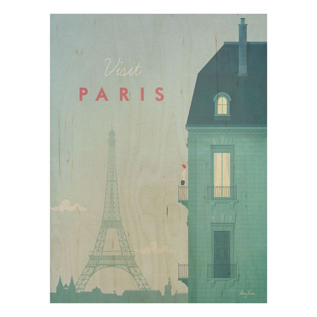 Tableau vintage bois Poster de voyage - Paris