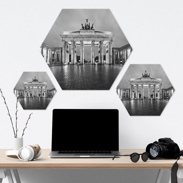 Hexagone en alu Dibond - Illuminated Brandenburg Gate II