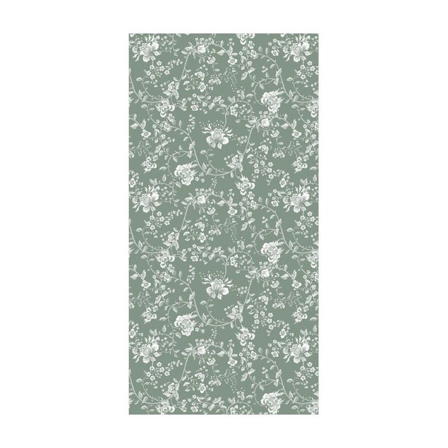 tapis modernes Vrilles de fleurs sur vert