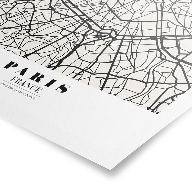 Poster villes Plan de ville de Paris - Classique