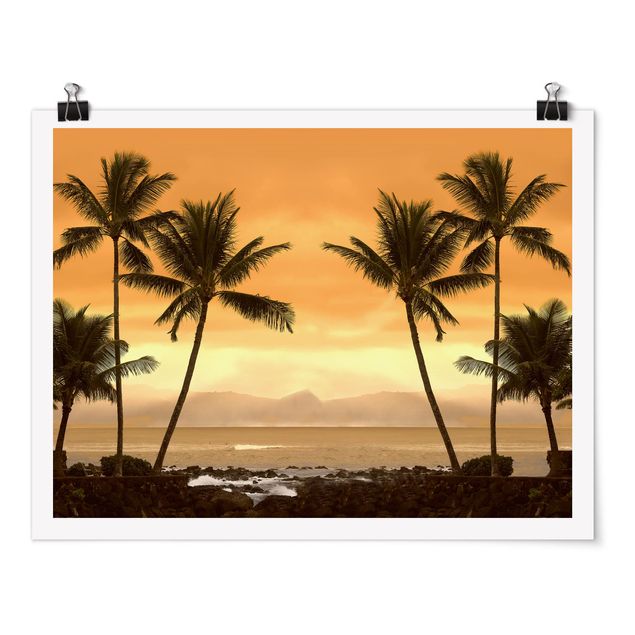Tableau bord de mer Coucher de soleil des Caraïbes II