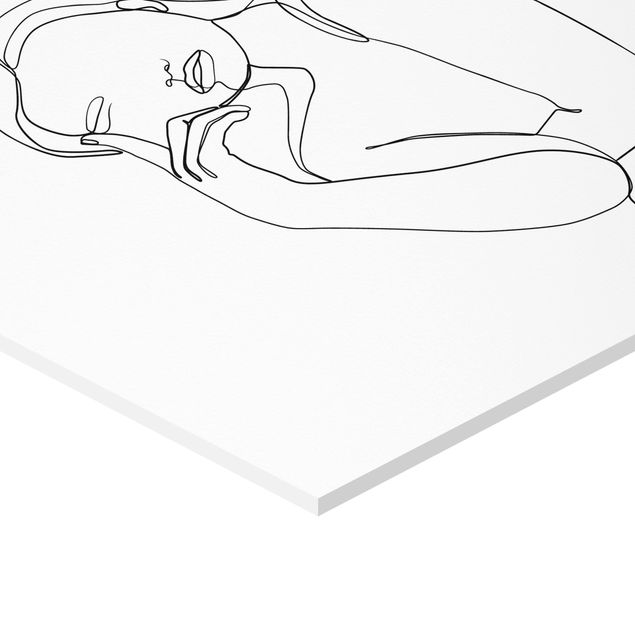 Tableaux muraux Line Art Femme Pensive Noir et Blanc