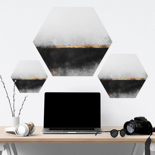 Hexagone en forex - Abstract Golden Horizon Black And White