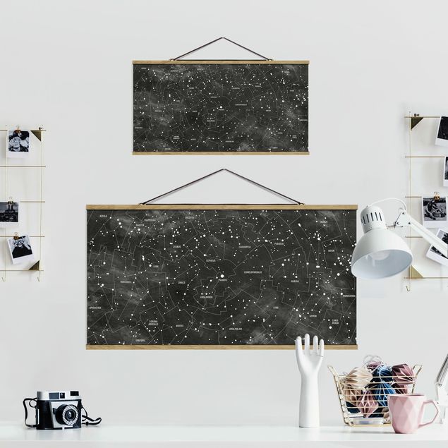 Tableau en tissu Carte des constellations aspect tableau noir
