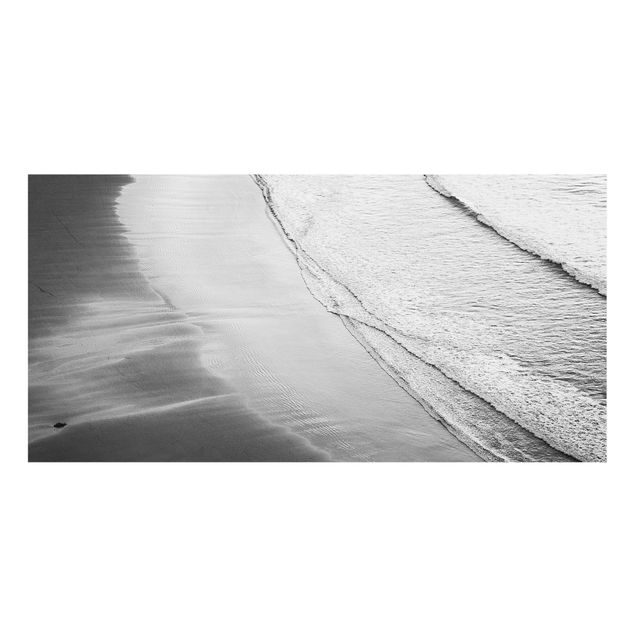 Fonds de hotte - Soft Waves On The Beach Black And White - Format paysage 2:1