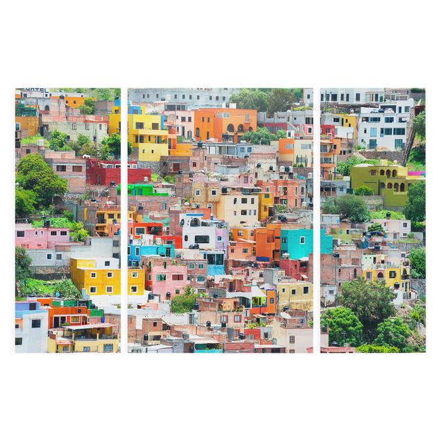 Tableau multicolore Maisons colorées devant Guanajuato