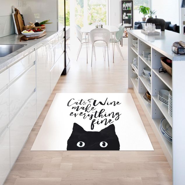 tapis balcon Cats And Wine make Everything Fine - Chats et vin