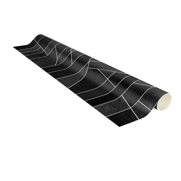 tapis longs Aquarelle géométrique noire et blanche