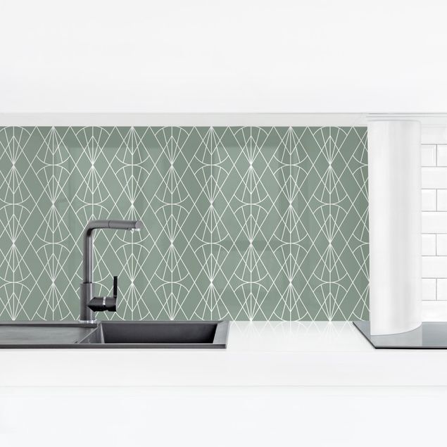 Revêtement mural cuisine - Art Deco Diamond Pattern In Front Of Green XXL