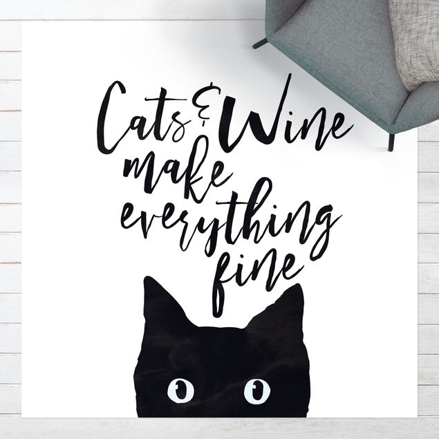 tapis extérieur Cats And Wine make Everything Fine - Chats et vin