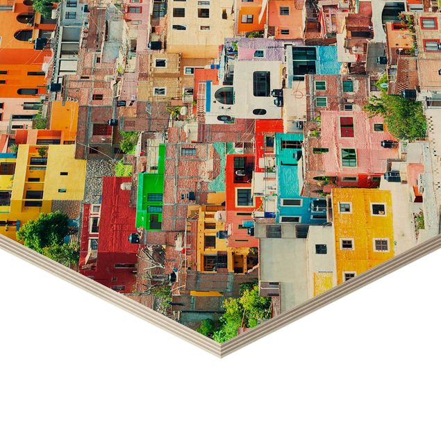 Hexagone en bois - Coloured Houses Front Guanajuato