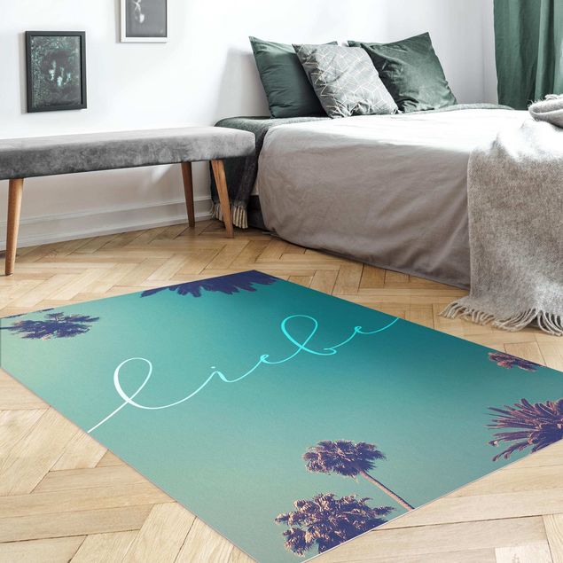 tapis balcon Calligraphie Amour Palmiers