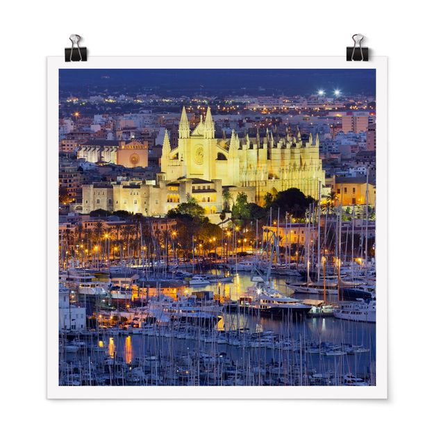 Poster villes Palma De Mallorca City Skyline et Port