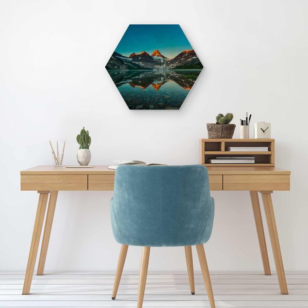 Tableaux de Rainer Mirau Paysage de montagne au lac Magog au Canada