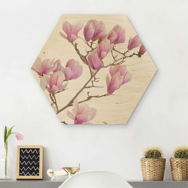Tableaux en bois avec fleurs Branche de magnolia