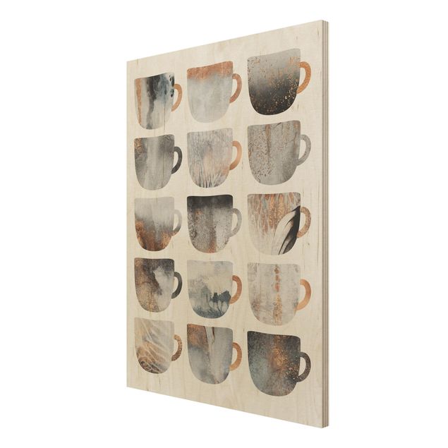 Tableaux de Elisabeth Fredriksson Tasses à café grises avec or