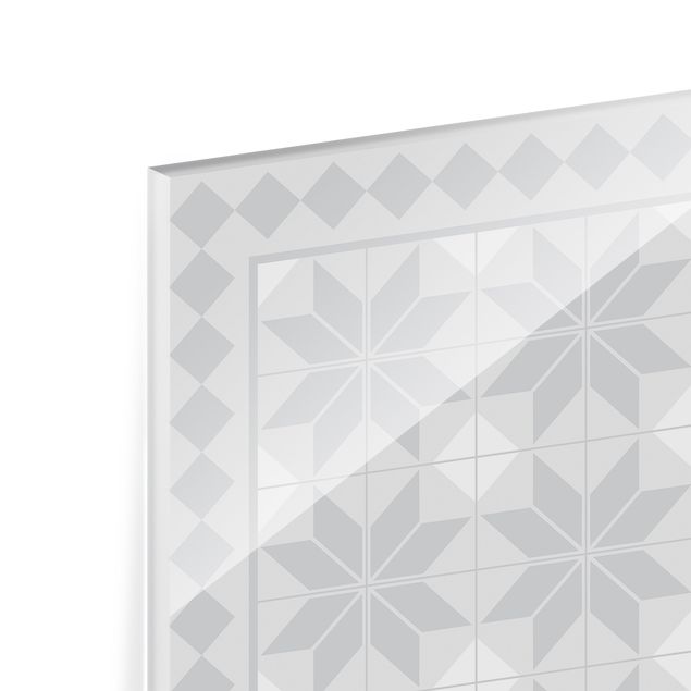 Fonds de hotte - Geometrical Tiles Star Flower Grey With Border - Carré 1:1
