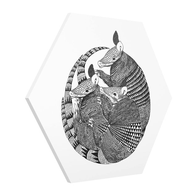 Tableau reproduction Illustration Armadillos Motif Noir et Blanc
