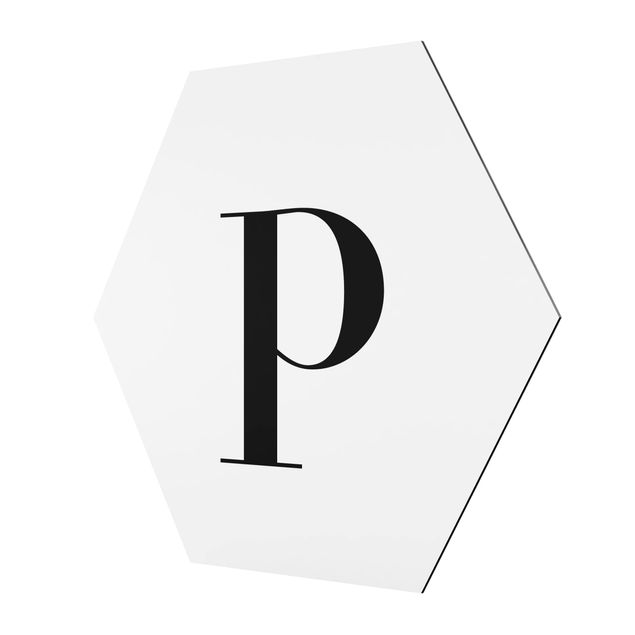 Tableau hexagon Lettre Serif Blanc P