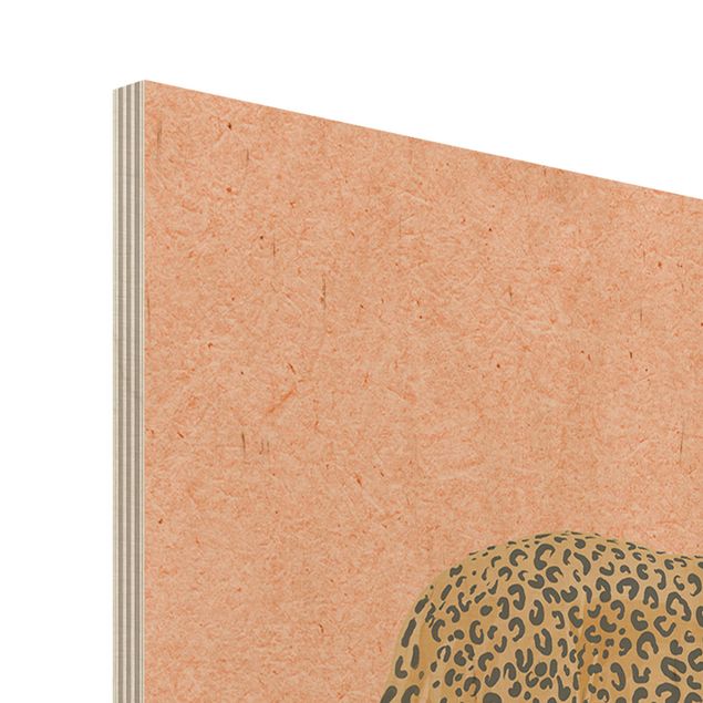Impression sur bois - Illustration Leopard Pink Painting