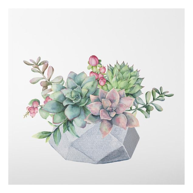 Tableaux modernes Illustration de succulents à l'aquarelle