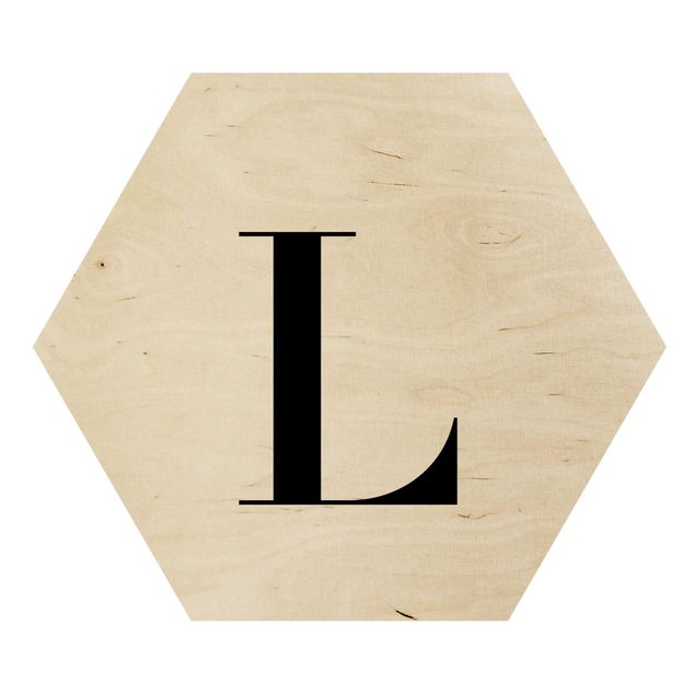 Hexagone en bois - Letter Serif White L