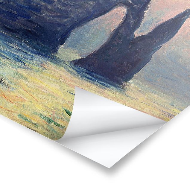 Tableau moderne Claude Monet - La falaise, Étretat, coucher de soleil