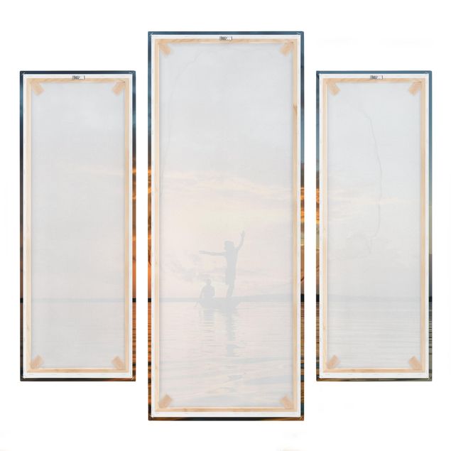 Tableaux portraits Filet de pêche au coucher du soleil