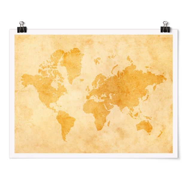 Poster carte du monde Tableau Vintage du monde