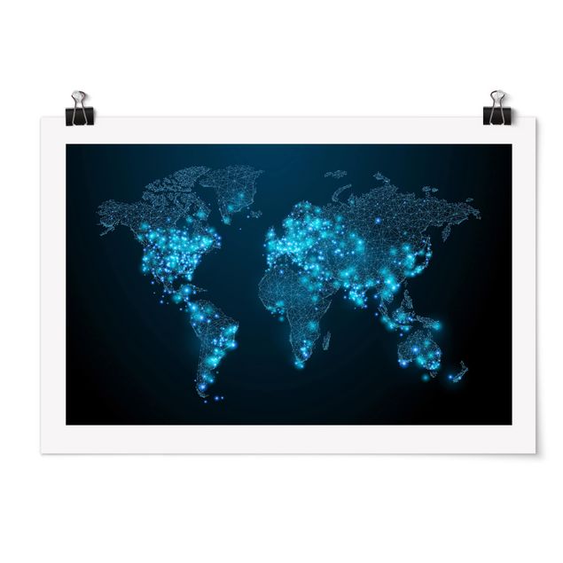 Poster carte du monde Carte du monde connectée