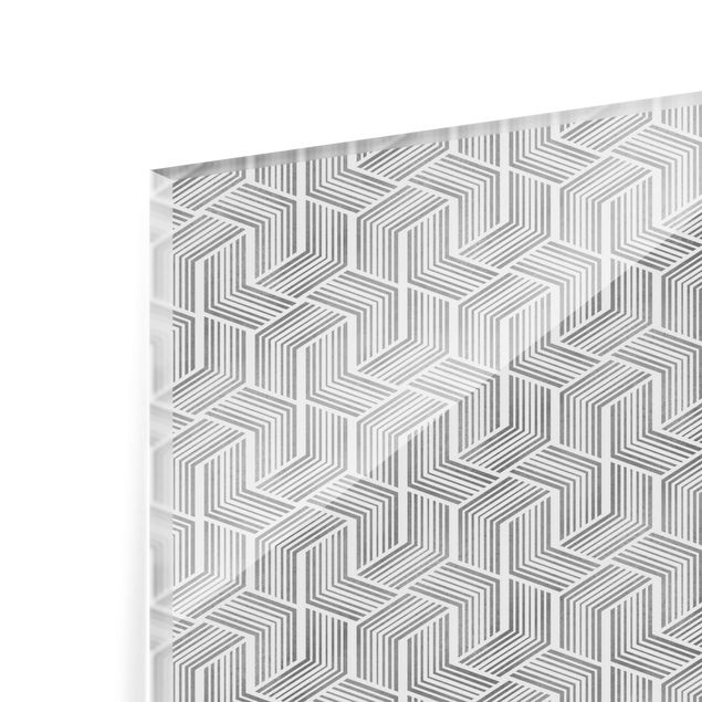 Fonds de hotte - 3D Pattern With Stripes In Silver - Format paysage 3:2
