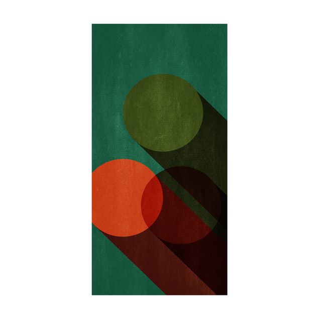 tapis salon moderne Formes abstraites - Cercles en vert et rouge