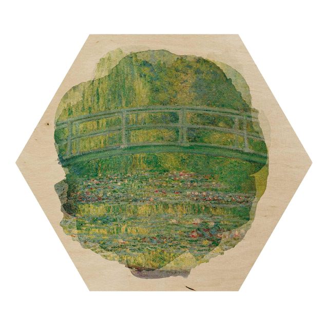 Tableaux en bois avec paysage Aquarelles - Claude Monet - Pont Japonais