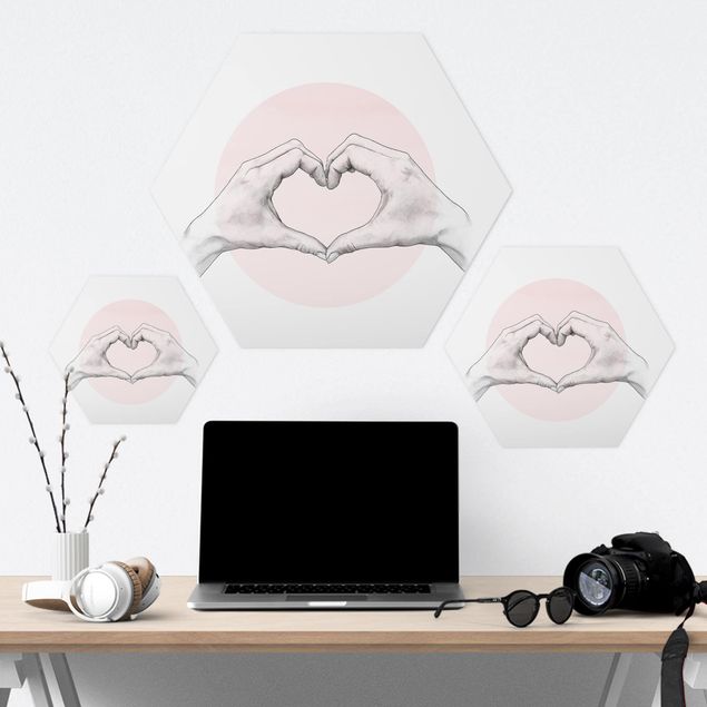 Hexagone en forex - Illustration Heart Hands Circle Pink White