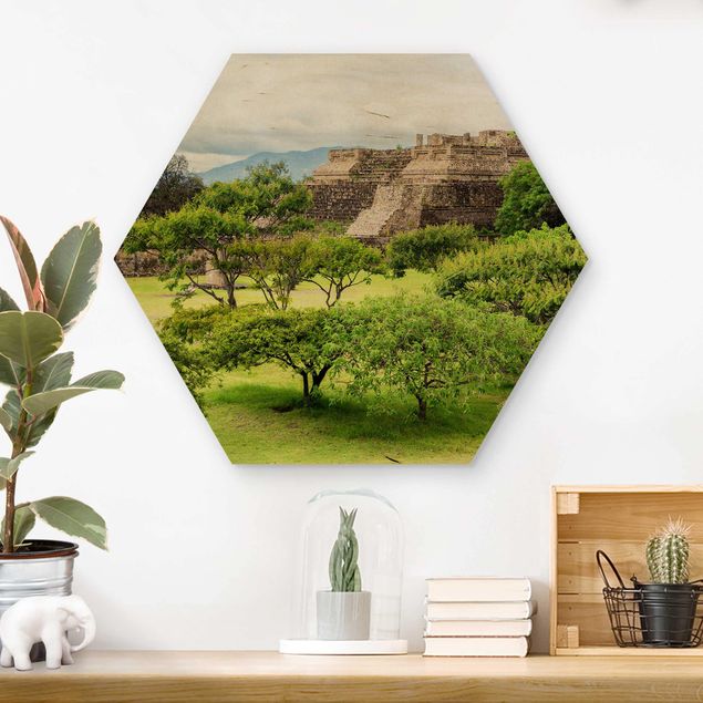 Tableaux en bois avec paysage Pyramide de Monte Alban