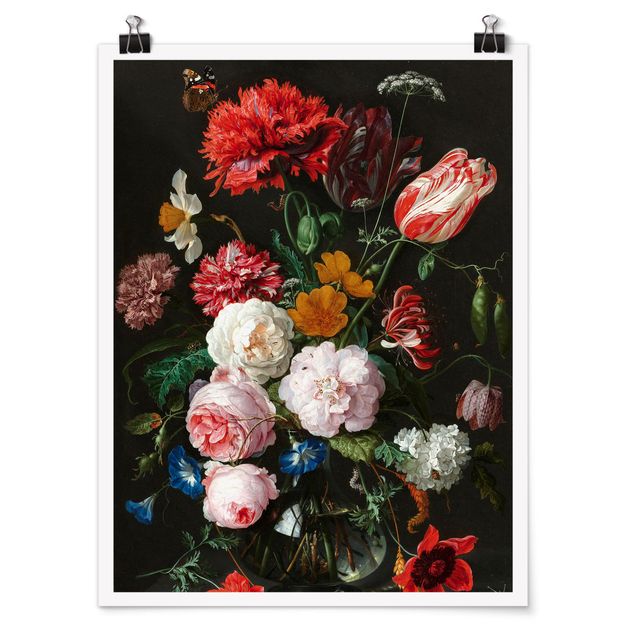 Tableau fleurs Jan Davidsz De Heem - Nature morte avec des fleurs dans un vase en verre