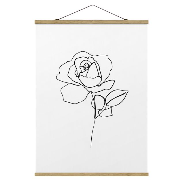 Tableau art abstrait Line Art Rose Noir et Blanc