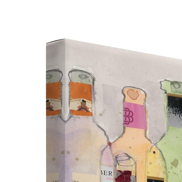 Impression sur toile - Wine Bottles In Water Color Set I