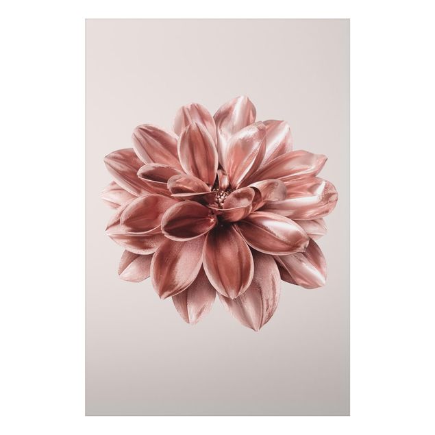 Tableaux moderne Fleur de dahlia rose or métallique