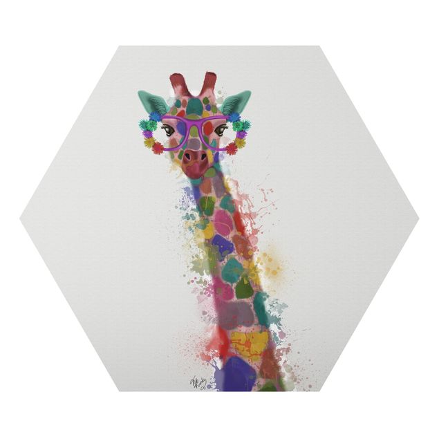 Tableau multicolore Taches arc-en-ciel Trio de Girafe