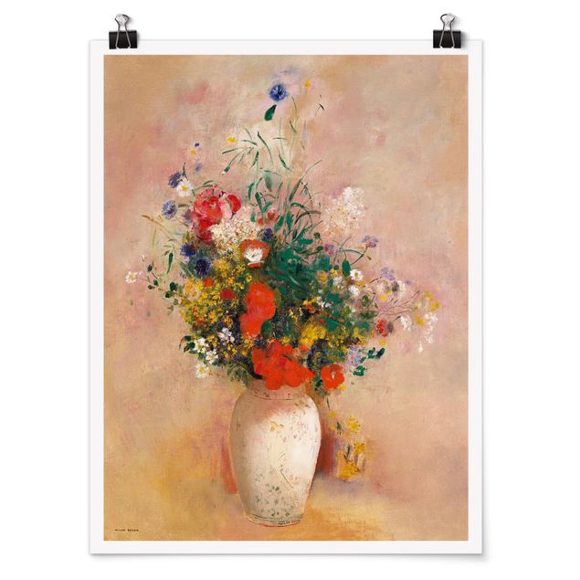 Tableau fleurs Odilon Redon - Vase avec fleurs (fond rose)