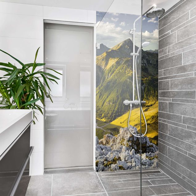 Revêtement mural douche Montagnes et vallée des Alpes Lechtal au Tyrol
